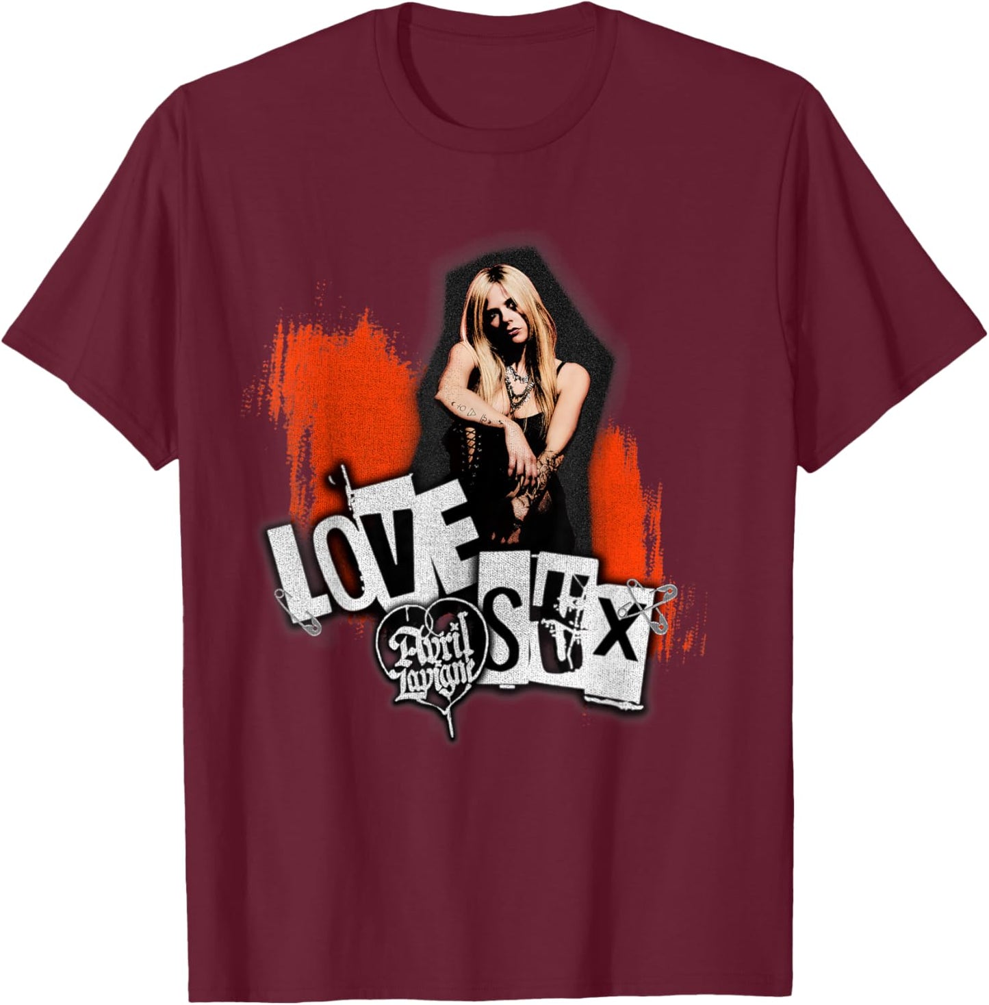 Official Avril Lavigne Love Sux Photo T-Shirt - T-Shirt | Maroon