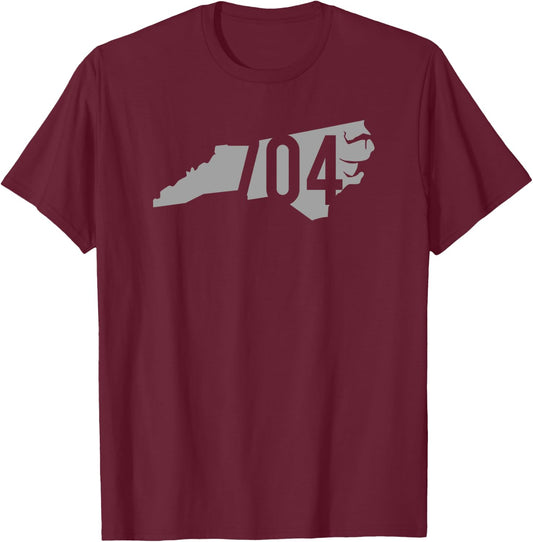704 Area Code, Charlotte, Concord, Gastonia, North Carolina T-Shirt - T-Shirt | Maroon