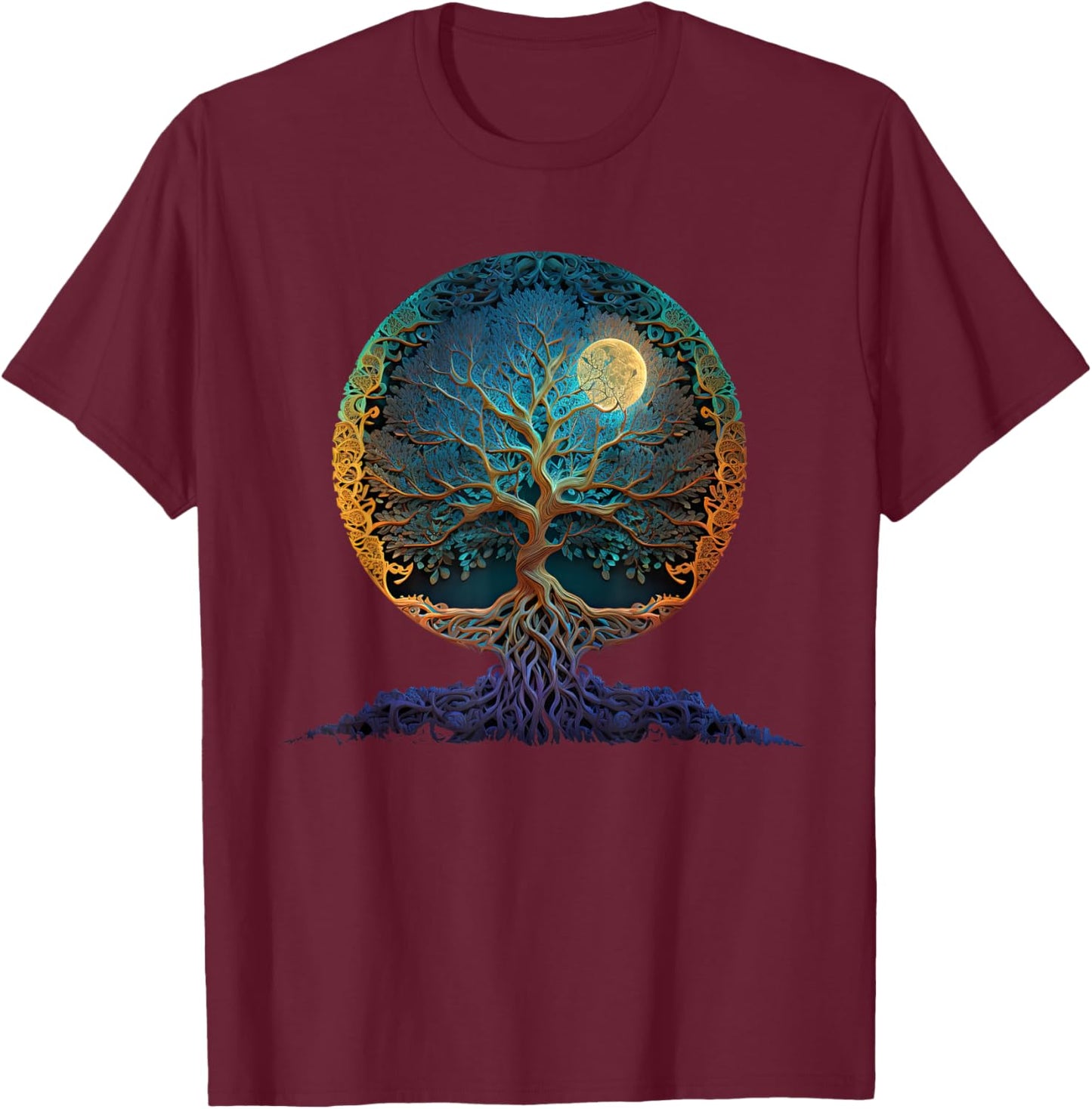 Tree Of Life Yoga Zen Namaste Meditation T-Shirt - T-Shirt | Maroon