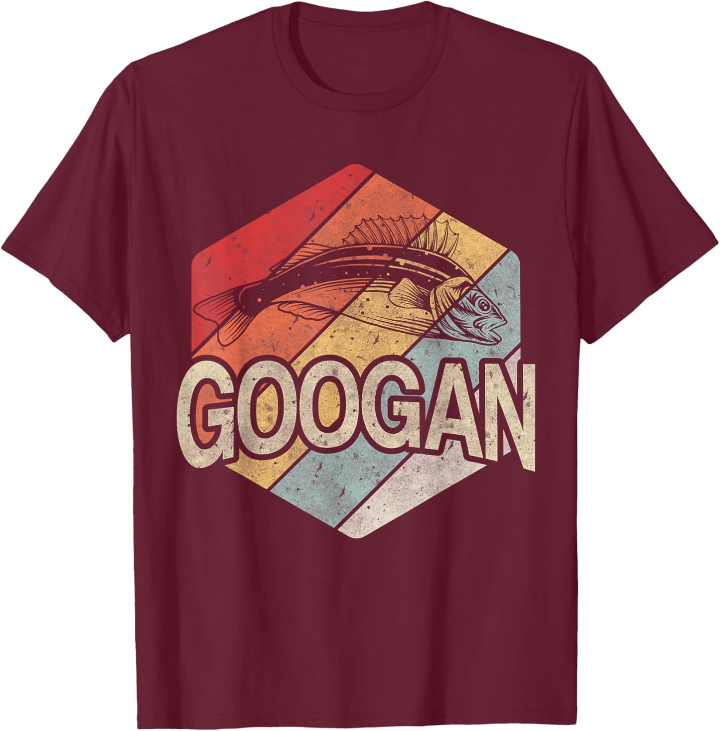 Retro Googan Fish Fishing Vintage Sunset Funny Fisherman Fan T-Shirt - T-Shirt | Maroon