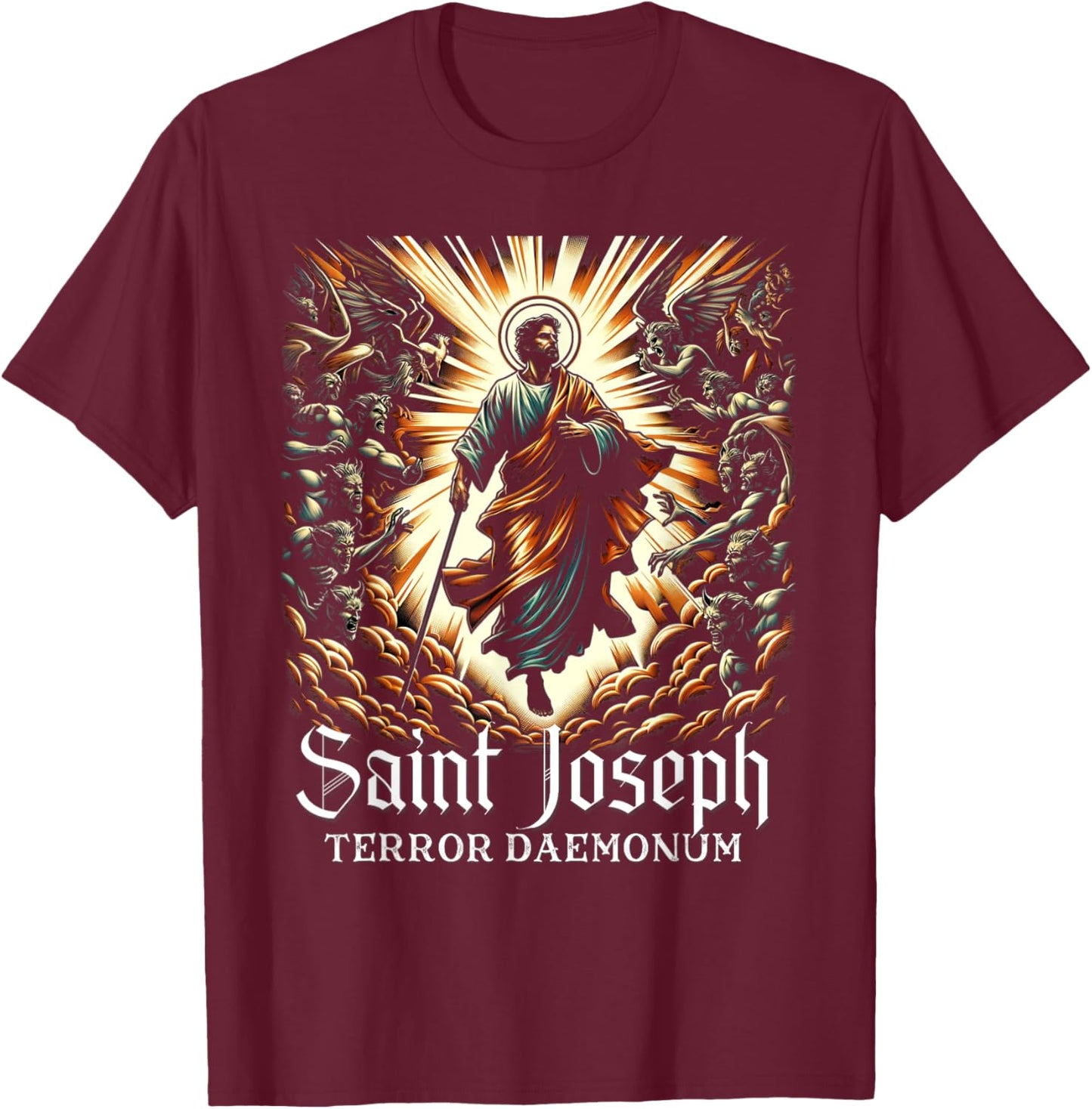 Saint Joseph Catholic Father And Worker T-Shirt - T-Shirt | Maroon