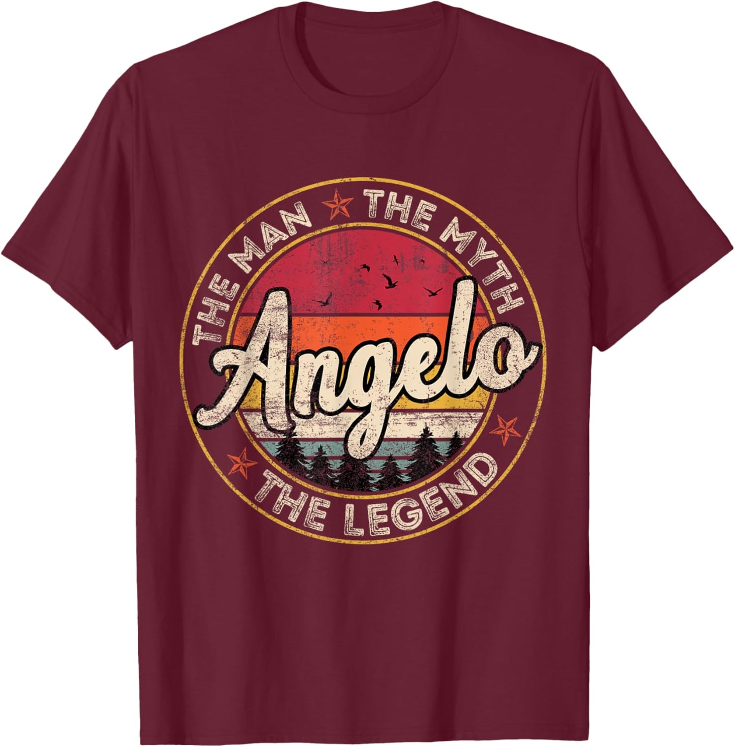 Angelo The Man The Myth The Legend Personalized Name T-Shirt - T-Shirt | Maroon