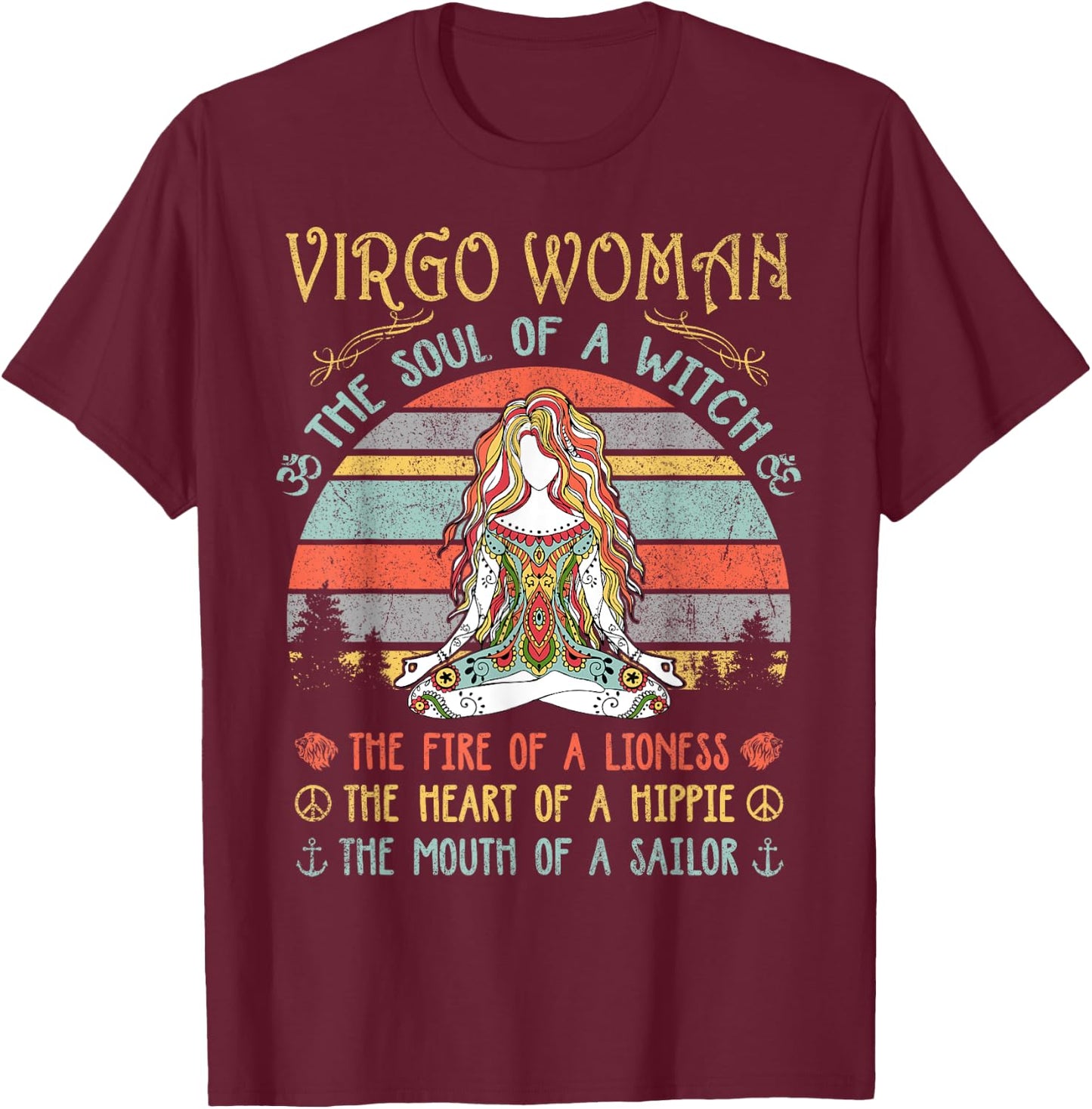 Virgo Woman The Soul Of A Witch Vintage Birthday T-Shirt - T-Shirt | Maroon