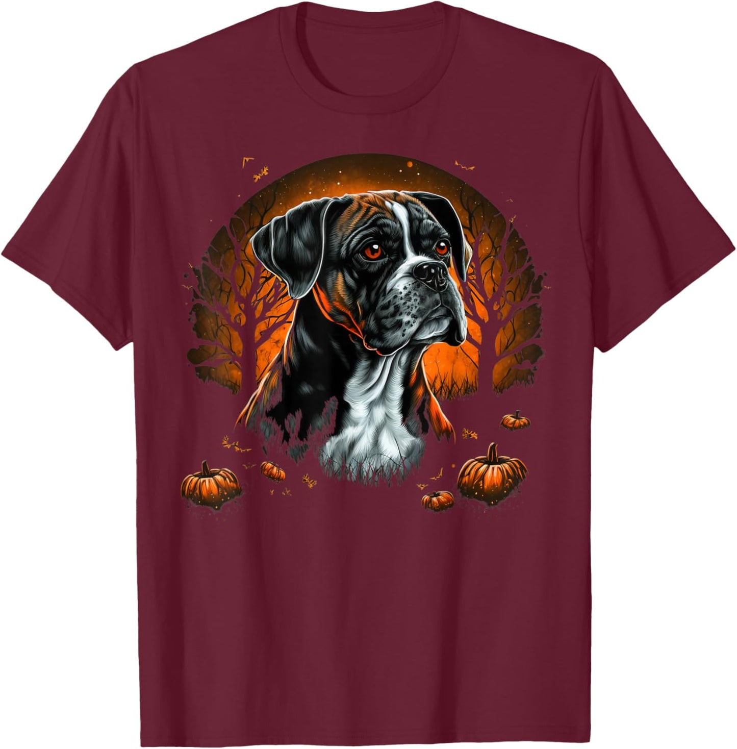 Pumpkin Boxer Dog costume on Boxer Dog Halloween Women Kids T-Shirt - T-Shirt | Maroon
