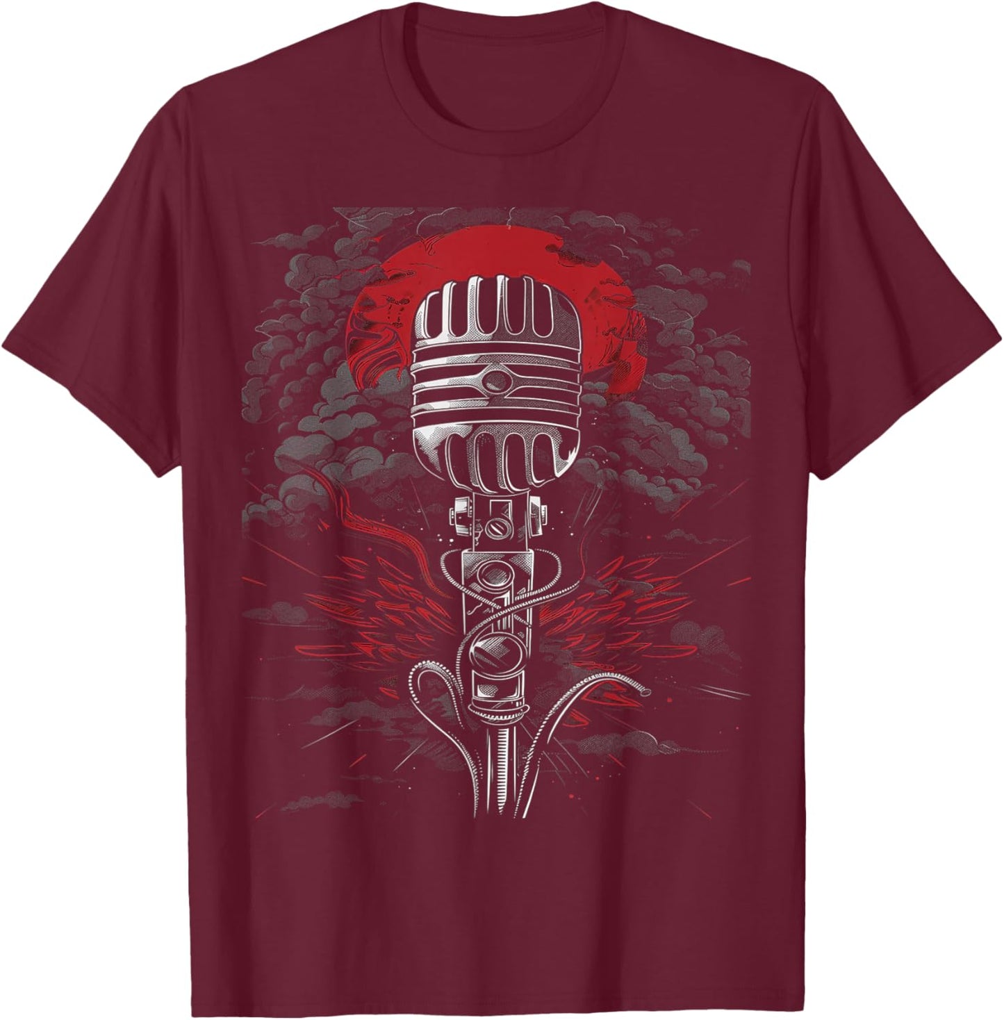 Retro Microphone Gift Apparel -Adults Retro Black Small Short Sleeve T-Shirt - T-Shirt | Maroon