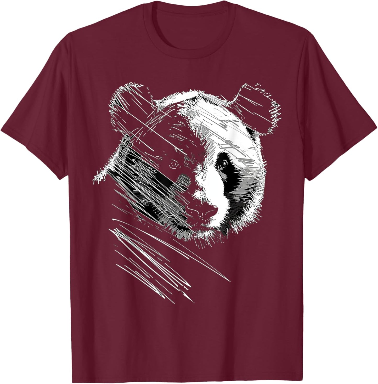 Panda Drawing Animal Abstract Art Panda T-Shirt - T-Shirt | Maroon