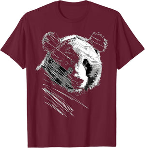 Panda Drawing Animal Abstract Art Panda T-Shirt - T-Shirt | Maroon