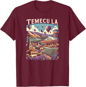 Temecula California Retro Sunset Vintage Inspired T-Shirt - T-Shirt | Maroon