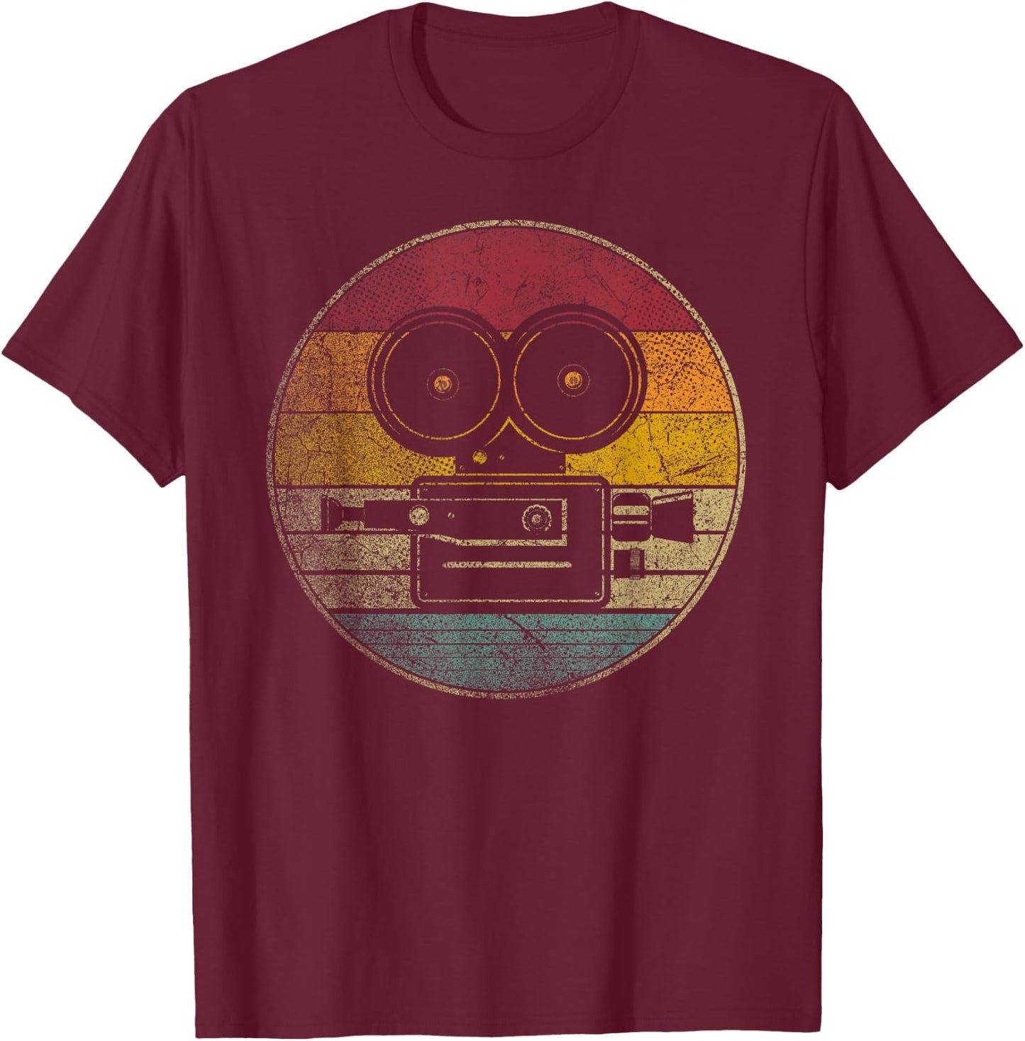 Movies Camera Motion Pictures Cinephile Vintage Retro T-Shirt - T-Shirt | Maroon