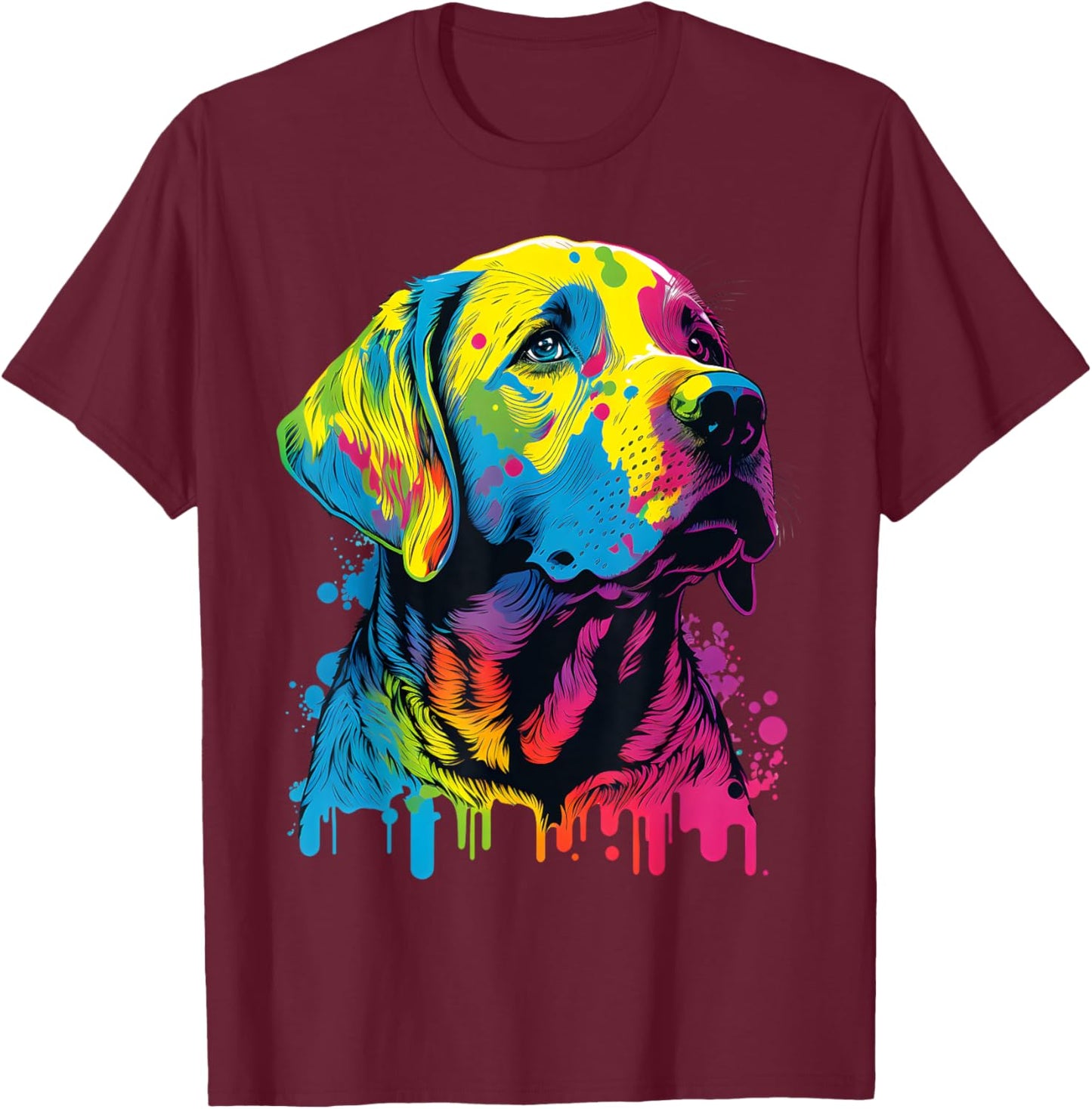 Colorful Pop Art Labrador Retriever For Dog Lover Labs Owner Men Women Girls Kids T-Shirt - T-Shirt | Maroon