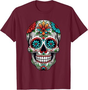 Dia De Los Muertos Costume Halloween Day Of Dead Sugar Skull T-Shirt - T-Shirt | Maroon