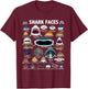 Types Of Shark Identification Shark Faces Marine Biology T-Shirt - T-Shirt | Maroon