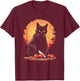 Black Cat Cutting Tomatoes - Funny Chef Cat Lover T-Shirt - T-Shirt | Maroon