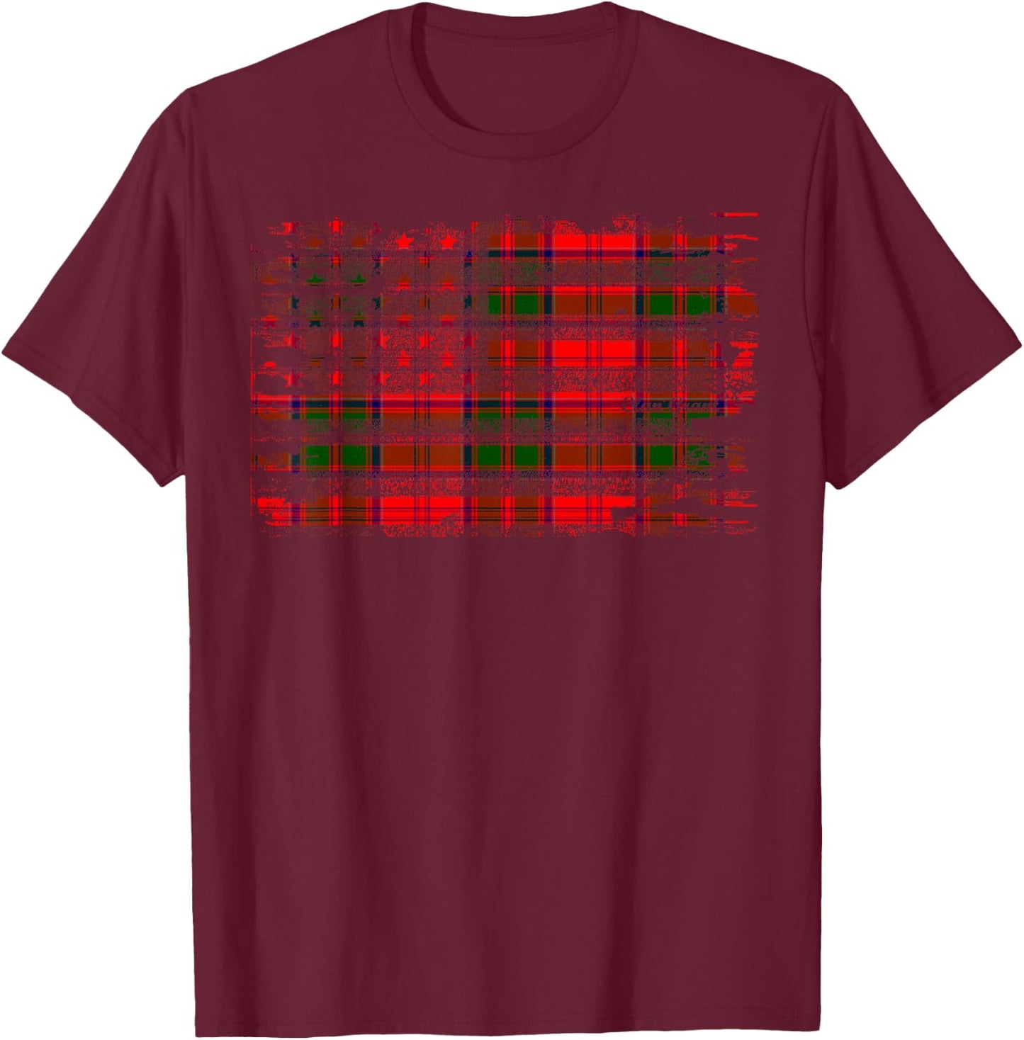 Clan Grant American Flag Scottish Tartan Shirt T-Shirt - T-Shirt | Maroon