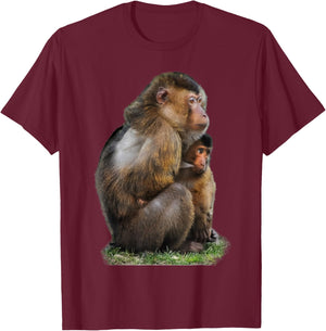 Really Like Macaque Monkey Macaques T-Shirt - T-Shirt | Maroon
