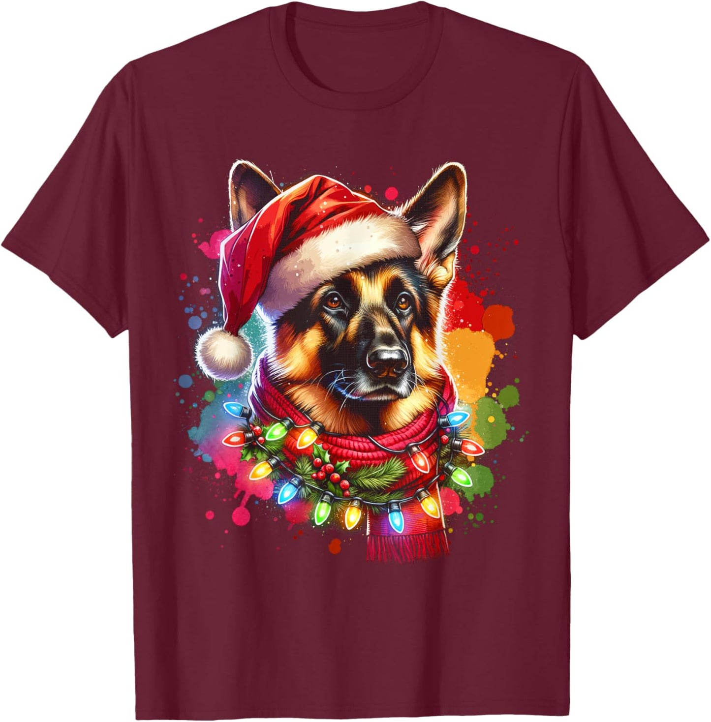 Christmas German Shepherd Xmas Shepherd Mom Dog Lover T-Shirt - T-Shirt | Maroon