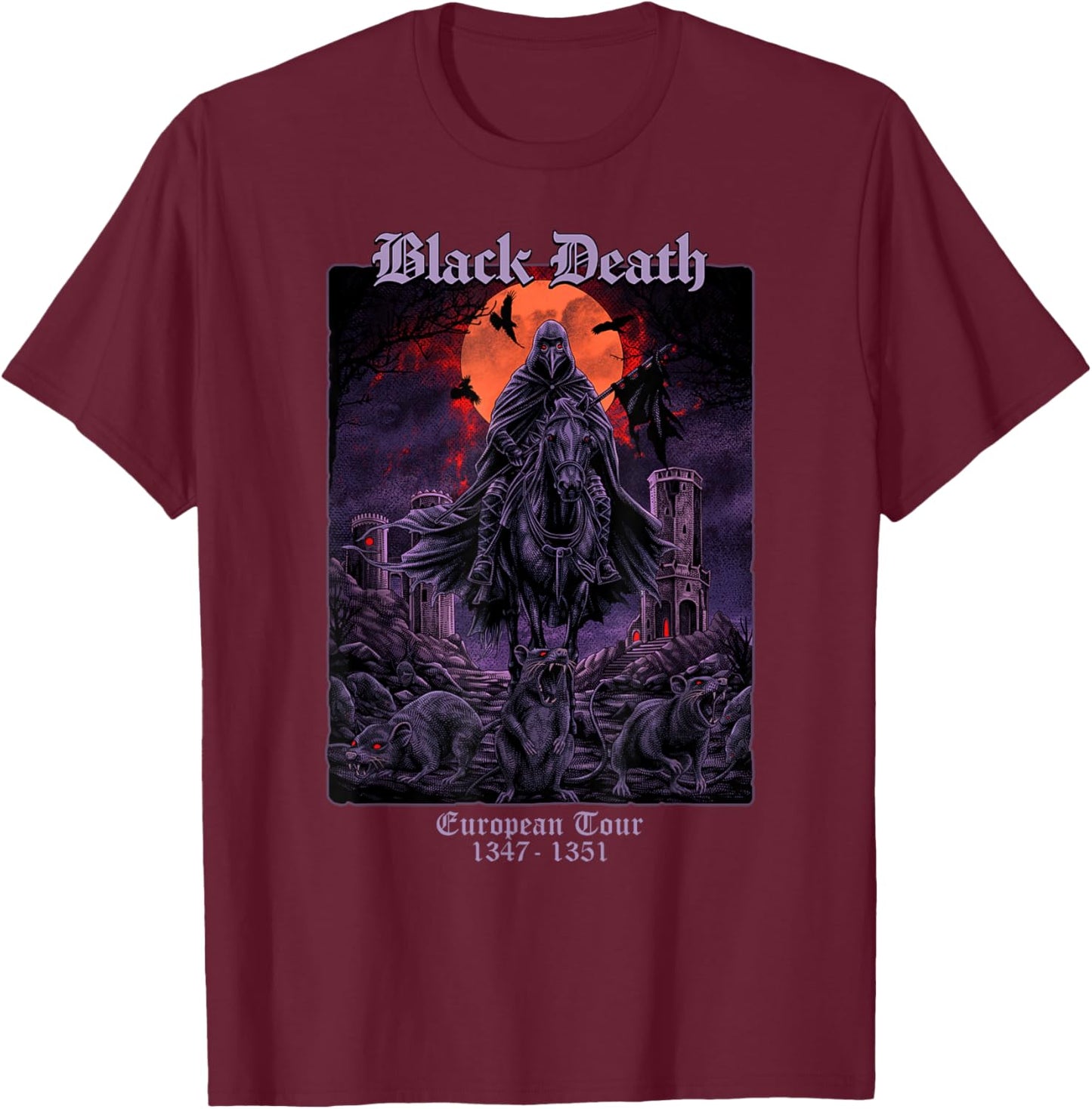 Black Death European Tour Medieval History T-Shirt - T-Shirt | Maroon