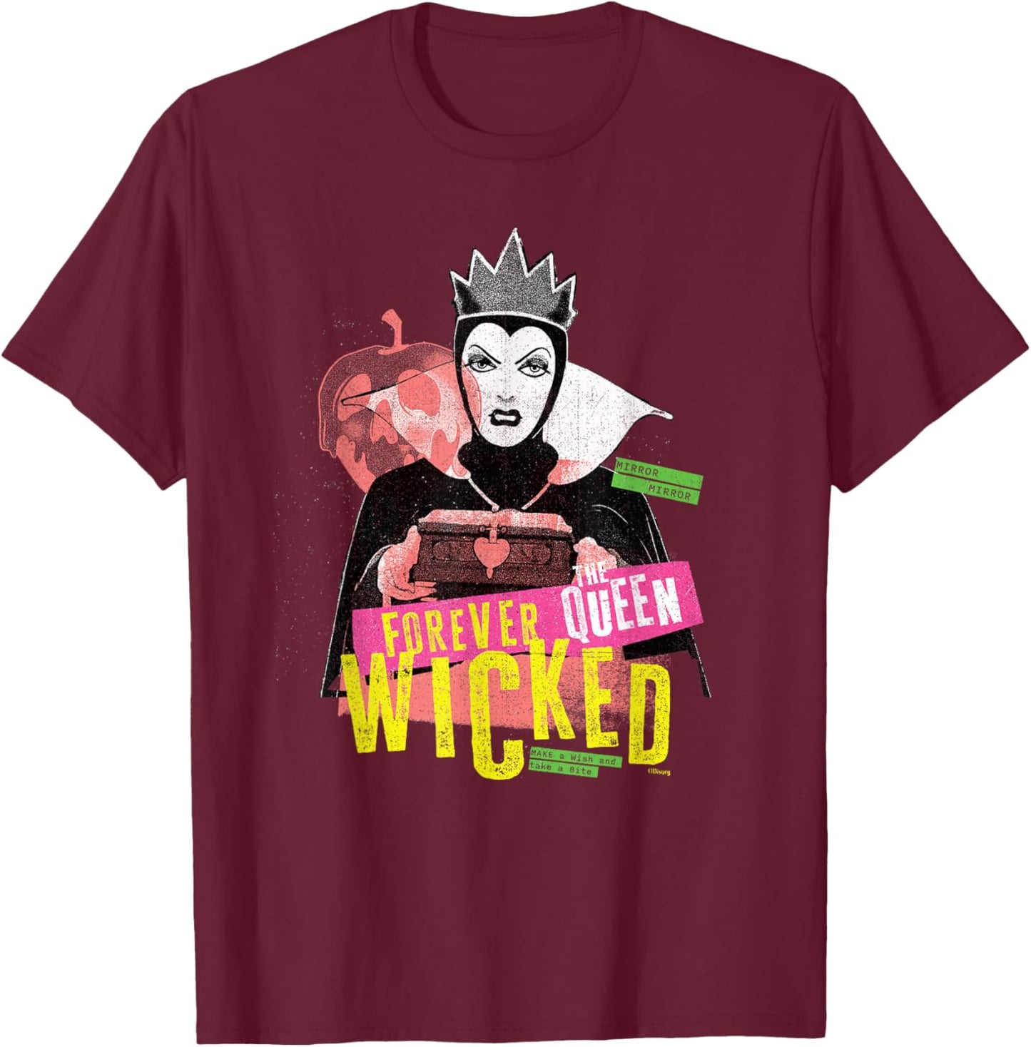 Disney Villains Snow White Evil Queen Forever Wicked Band T-Shirt - T-Shirt | Maroon