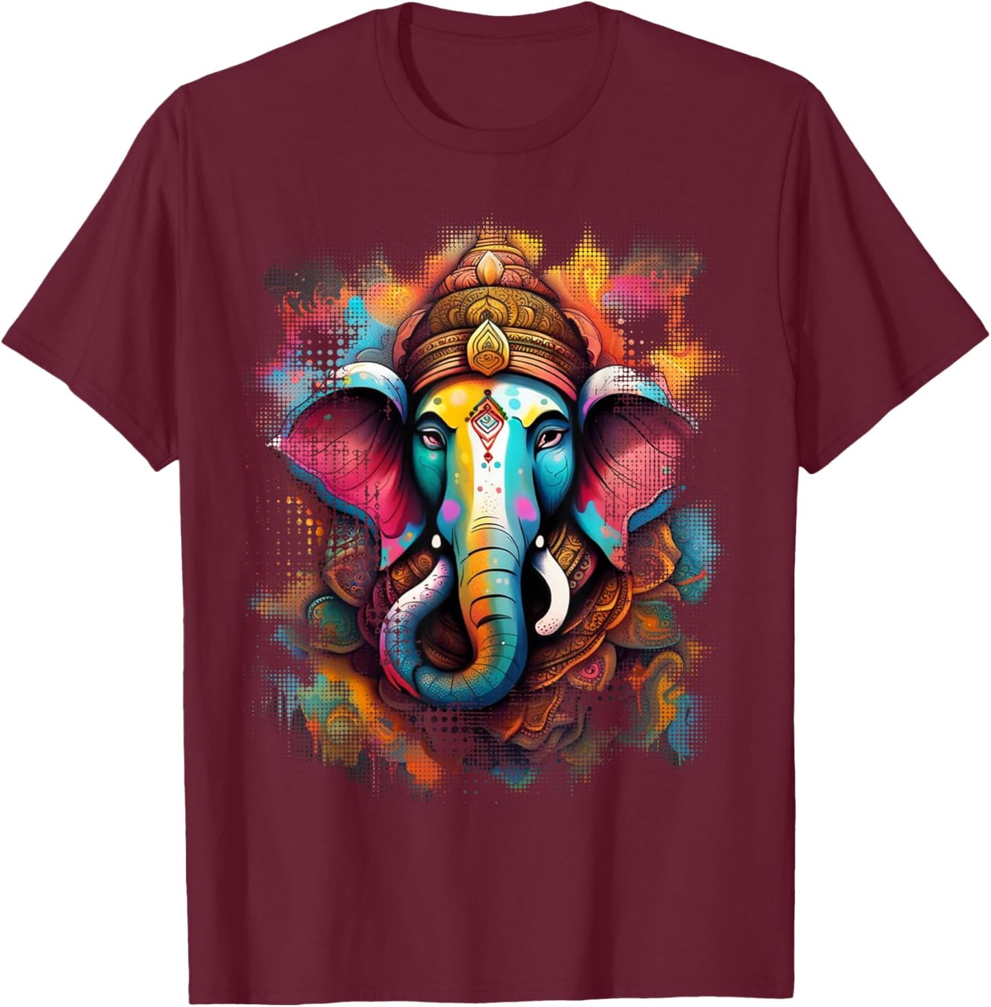 Indian Elephant God Ganesha Ganesh, Ganapati, Vinayaka T-Shirt - T-Shirt | Maroon
