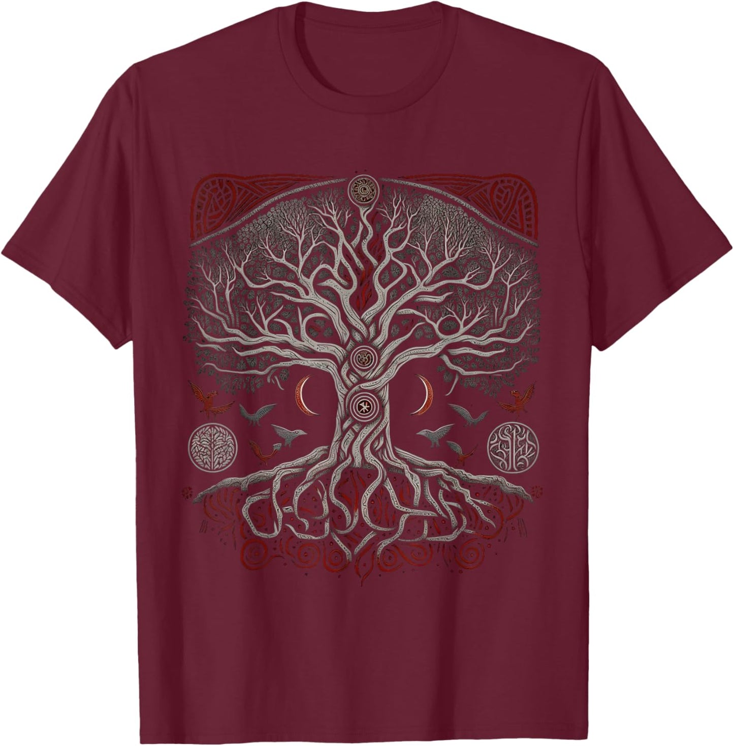 Tree of Life Viking Midgard Thor Walhalla T-Shirt - T-Shirt | Maroon
