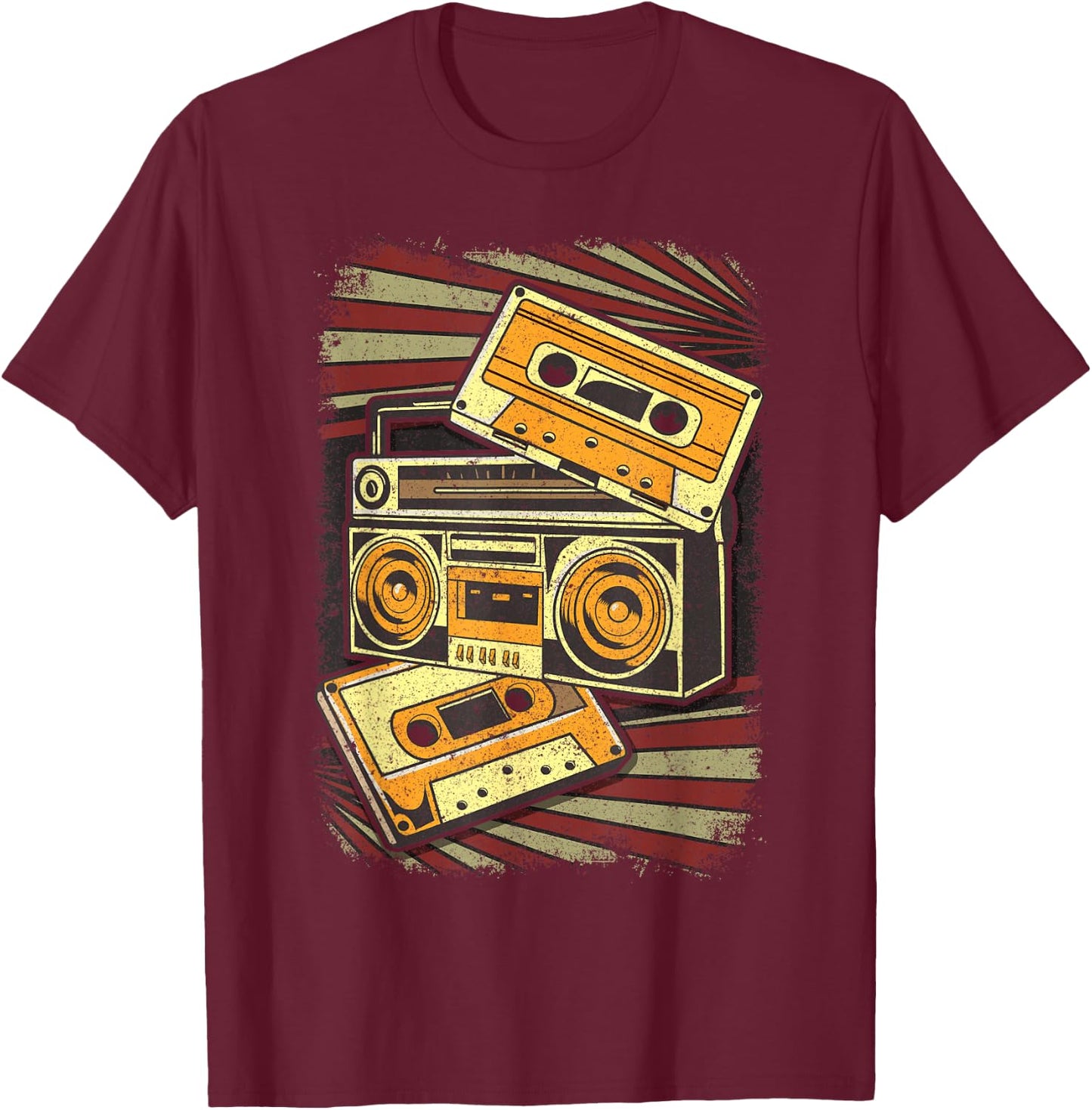 Retro Vintage Boombox 80's Music Old School Radio Boombox T-Shirt - T-Shirt | Maroon