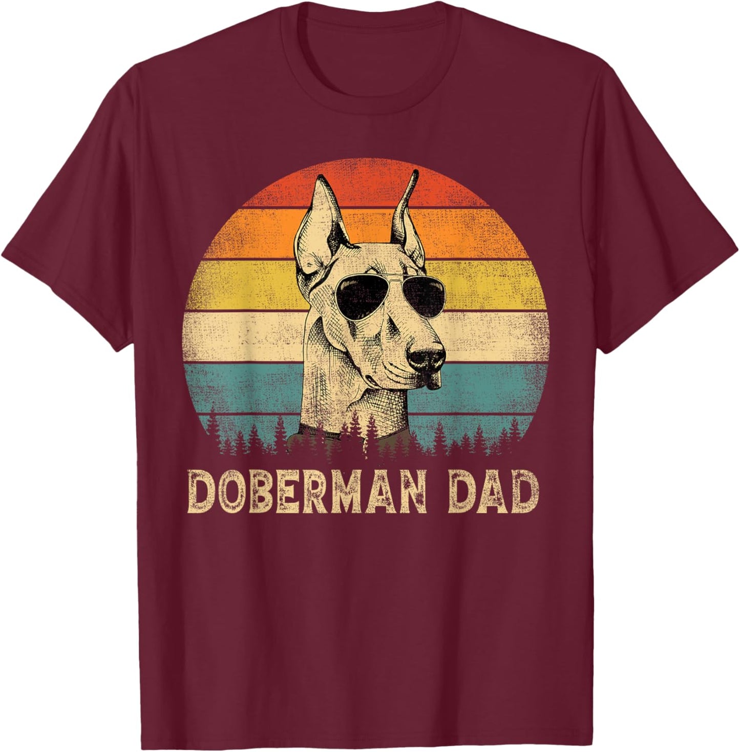 Vintage Doberman Dad Dog Lovers Father's Day T-Shirt - T-Shirt | Maroon