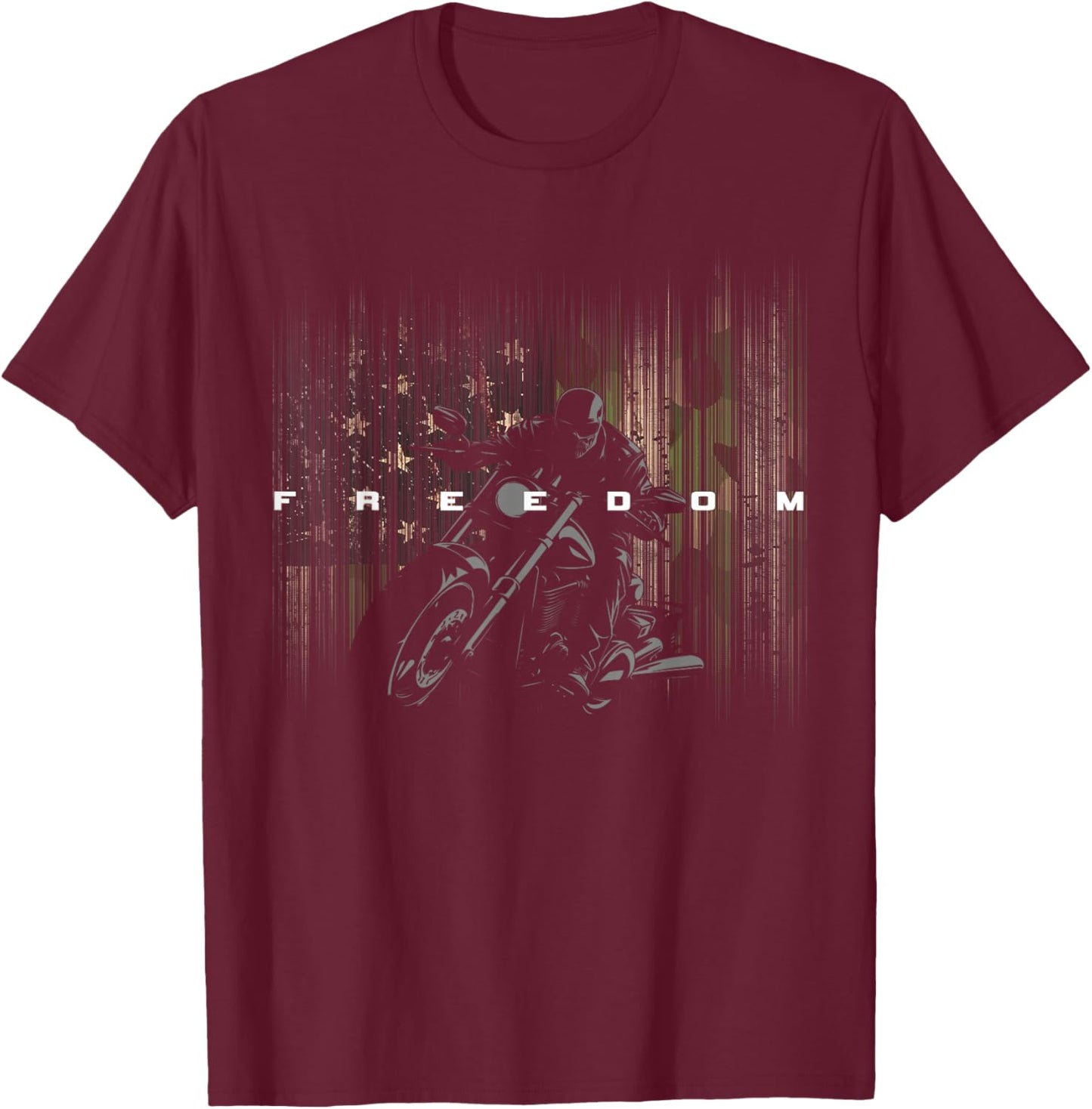 American Flag Camouflage Motorcycle T-Shirt - T-Shirt | Maroon