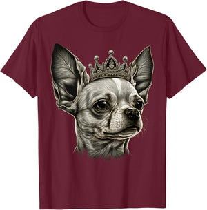 Black and White Chihuahua Dog on Crown Chihuahua T-Shirt - T-Shirt | Maroon