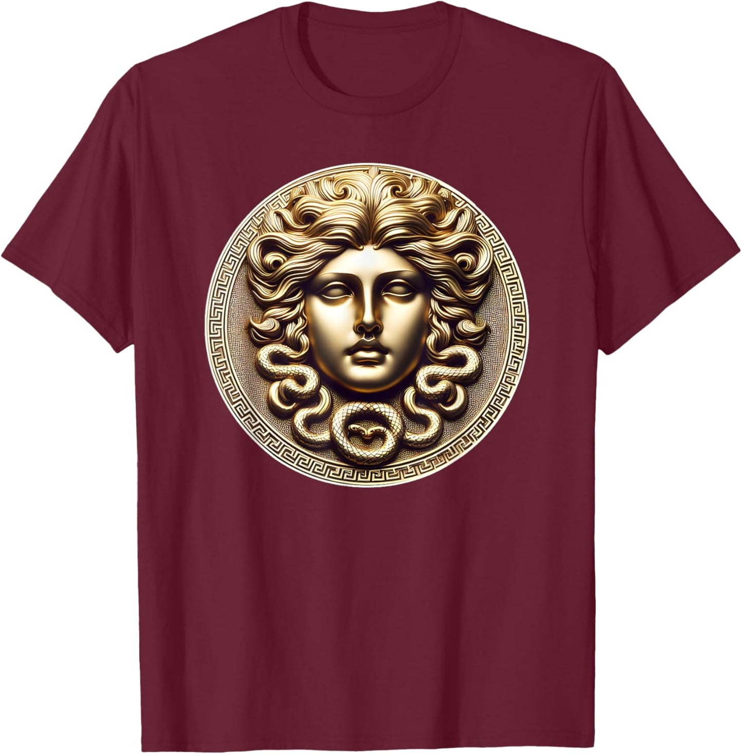 Medusa Head Myth Gorgon Snake Hair Greek Mythology Gift T-Shirt - T-Shirt | Maroon