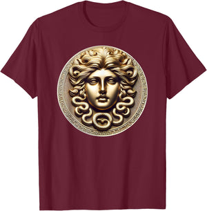 Medusa Head Myth Gorgon Snake Hair Greek Mythology Gift T-Shirt - T-Shirt | Maroon