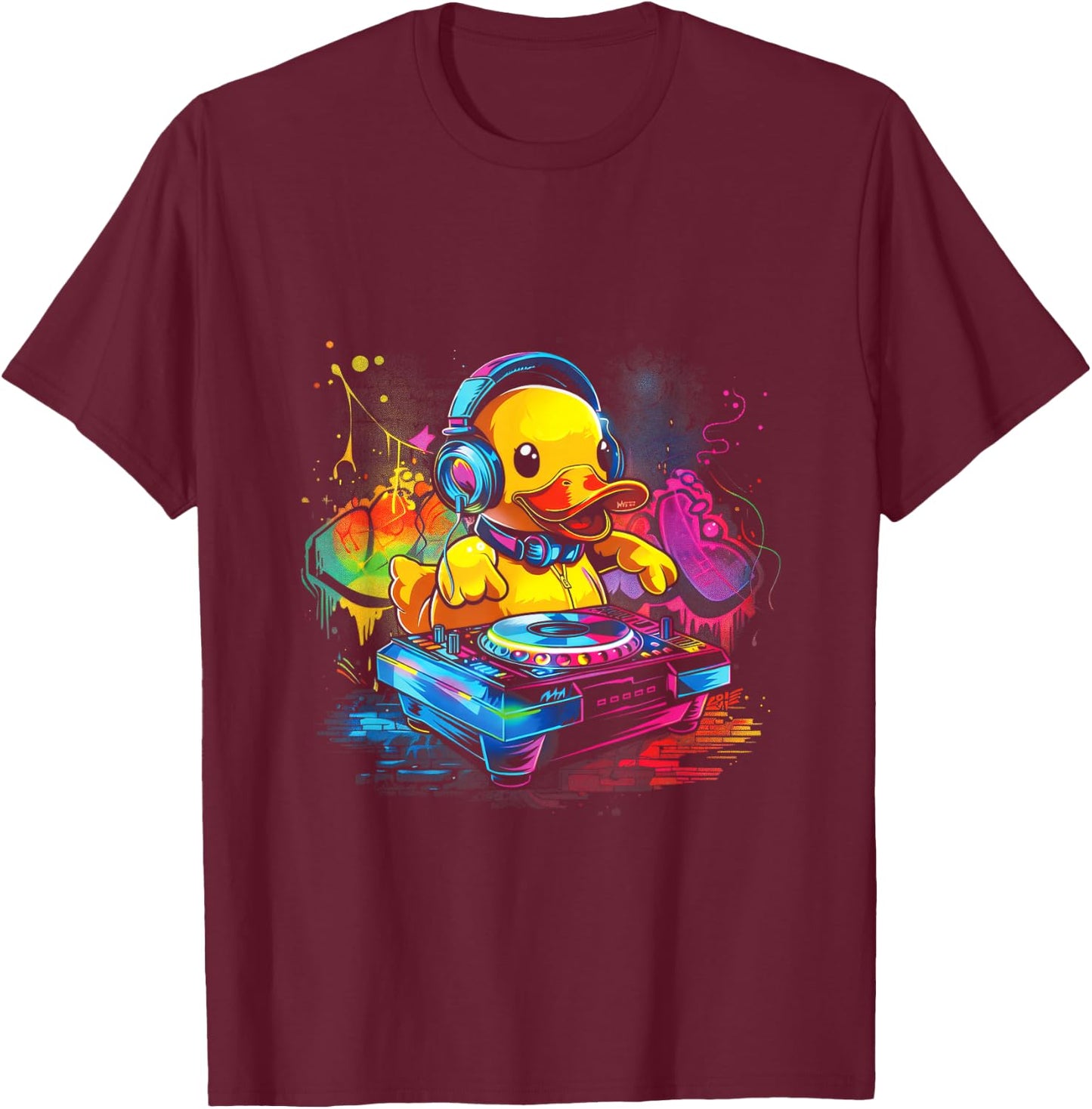Cute duck DJ Duck DJ Rave Music festival T-Shirt - T-Shirt | Maroon