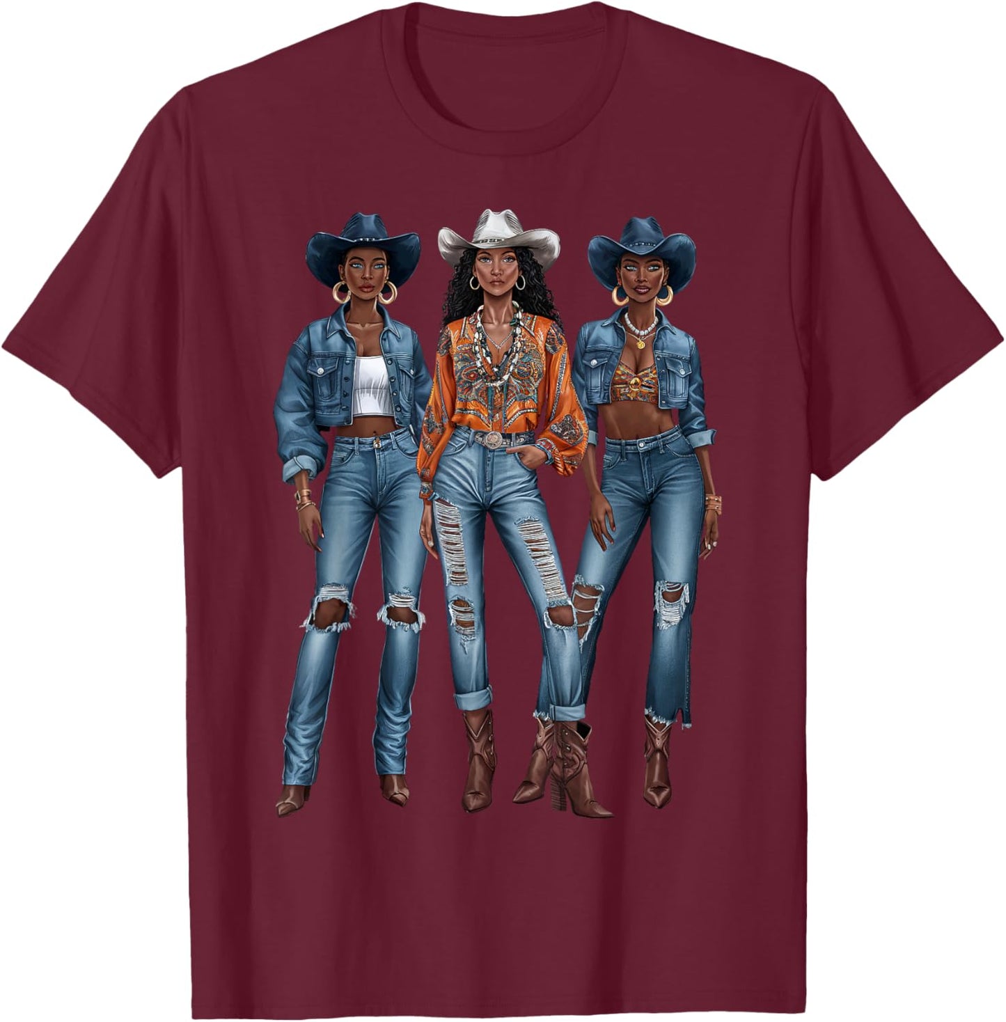 Black Cowgirl Vibes Melanin Black History Texas T-Shirt - T-Shirt | Maroon