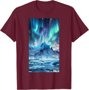 Northern Lights Display Aurora Borealis T-Shirt - T-Shirt | Maroon