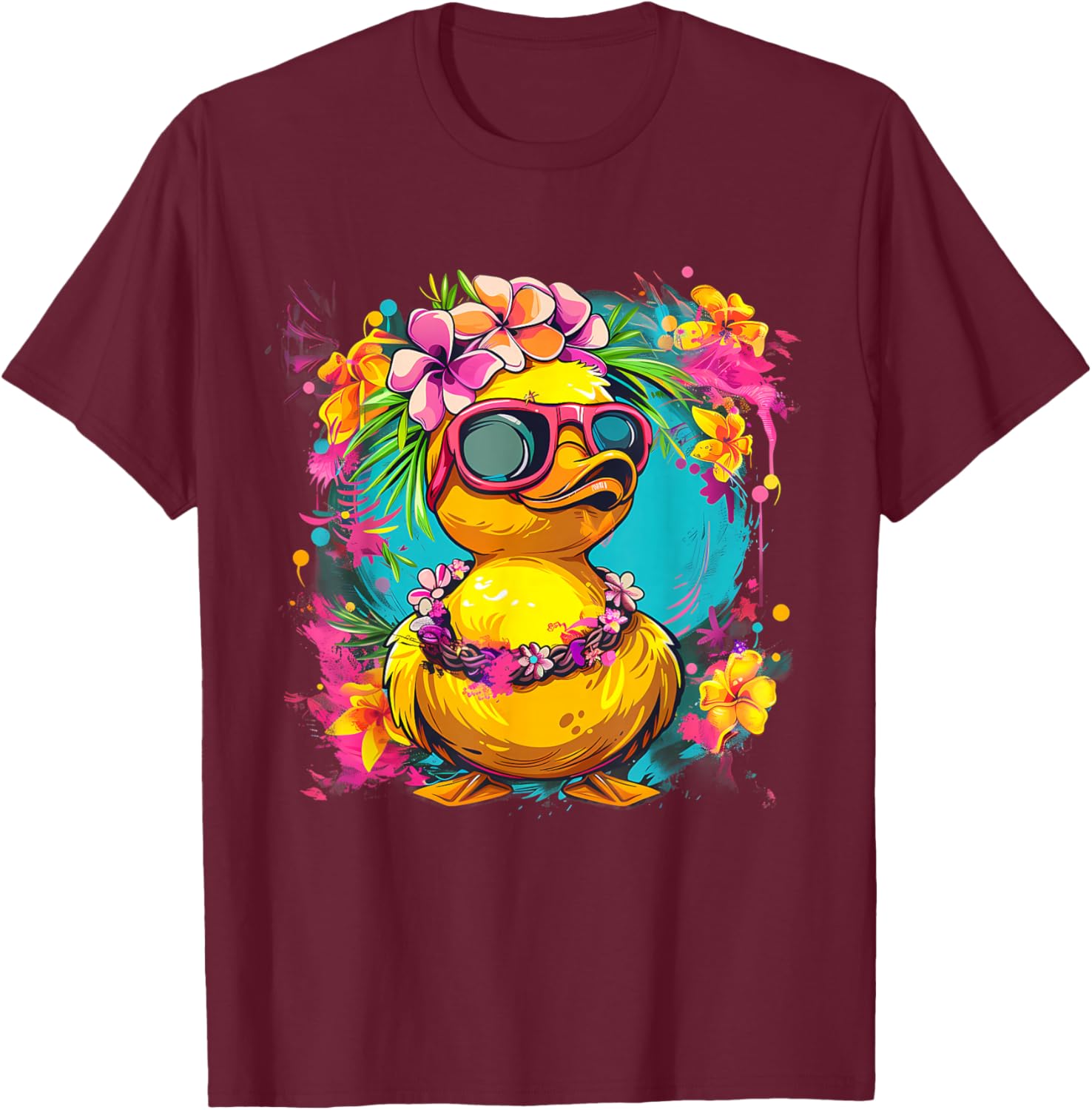 Rubber Duck Hawaiian Rubber Duckling Rubber Duckie Hawaii T-Shirt - T-Shirt | Maroon