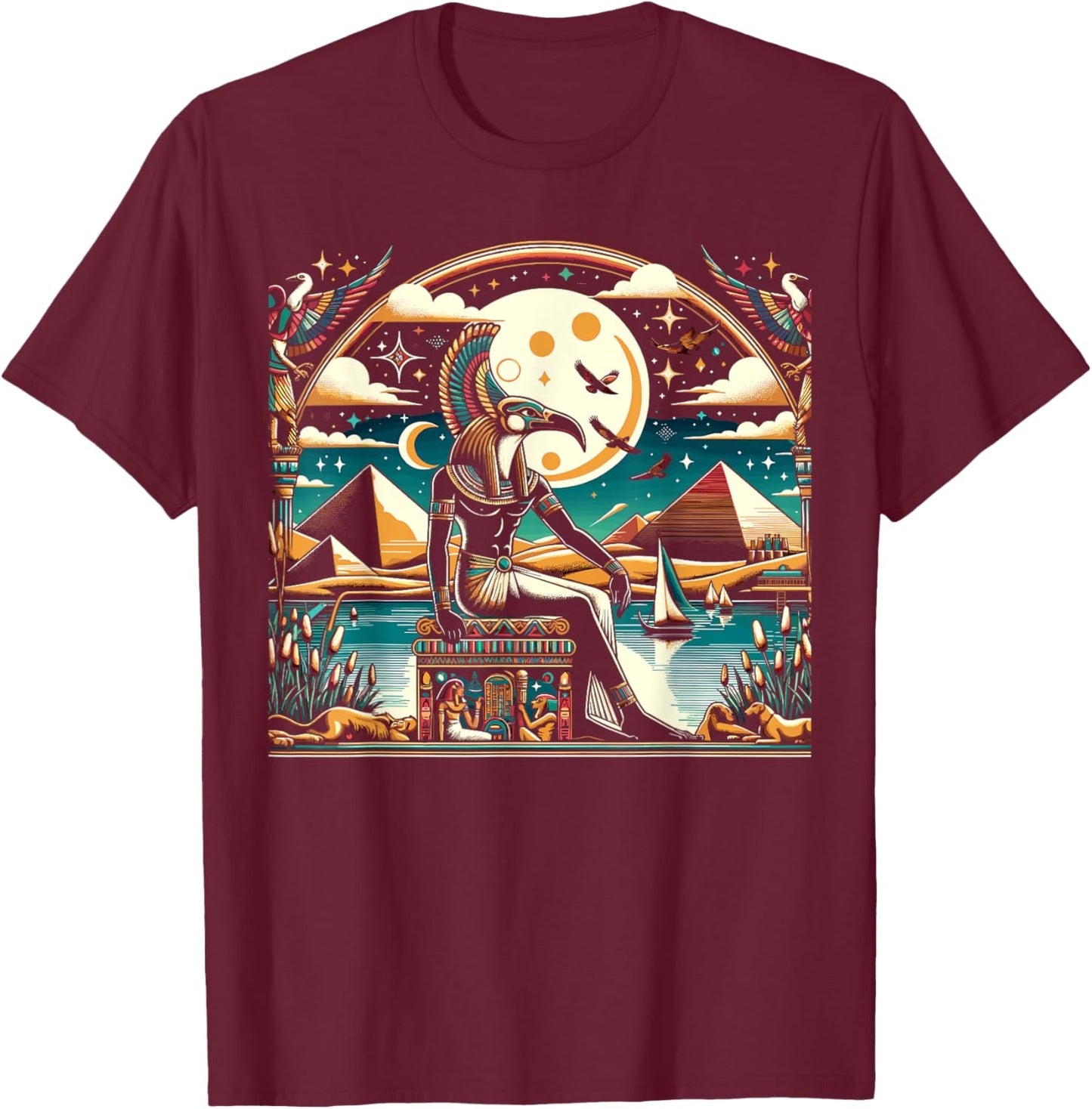 Thoth Egyptian Mythology Diety Ibis Ancient Egypt T-Shirt - T-Shirt | Maroon