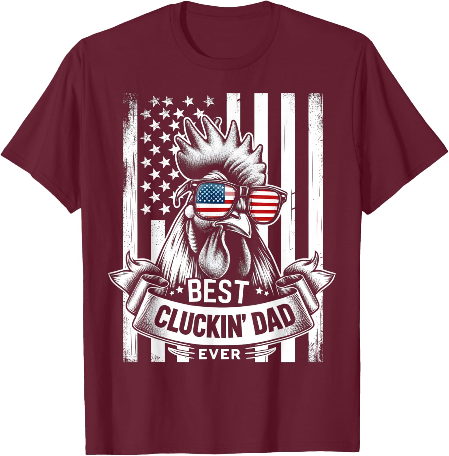 Best Cluckin' Dad Ever Chicken Lover Graphic Men's Black Cotton Polyester Casual Funny Graphic Small Short Sleeve T-Shirt - T-Shirt | Maroon