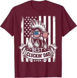 Best Cluckin' Dad Ever Chicken Lover Graphic Men's Black Cotton Polyester Casual Funny Graphic Small Short Sleeve T-Shirt - T-Shirt | Maroon