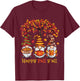 Happy Fall Autumn Leaves Pumpkin Garden Gnomes T-Shirt - T-Shirt | Maroon