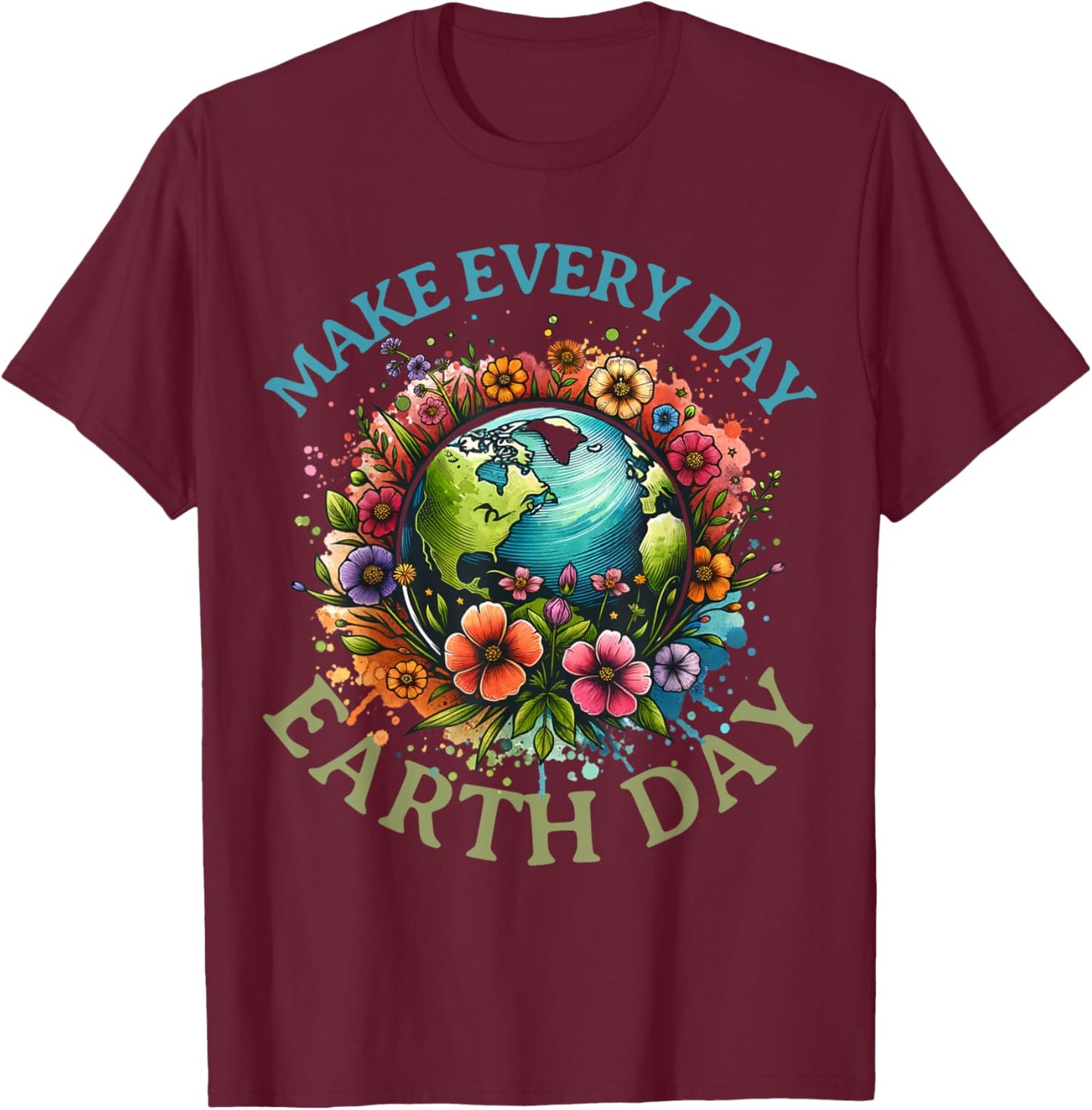 Earth Day Every Day Groovy Retro 70s Earth Day for Kids T-Shirt - T-Shirt | Maroon