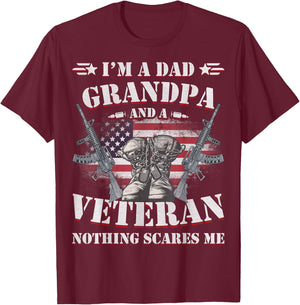 Father's Day - Veterans Day- I'm a Dad Grandpa and a Veteran T-Shirt - T-Shirt | Maroon