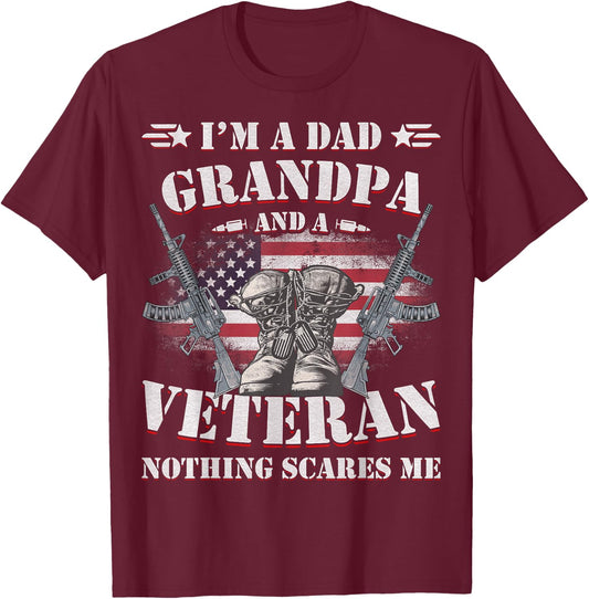 Father's Day - Veterans Day- I'm a Dad Grandpa and a Veteran T-Shirt - T-Shirt | Maroon