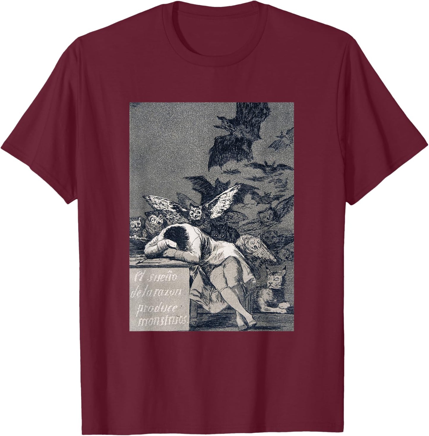 Francisco Goya - The Sleep of Reason Produces Monsters T-Shirt - T-Shirt | Maroon