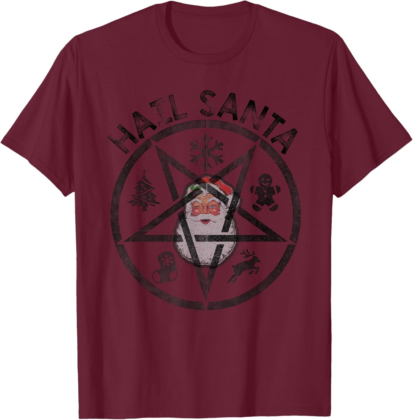 Hail Santa - Not Satan T-Shirt - T-Shirt | Maroon