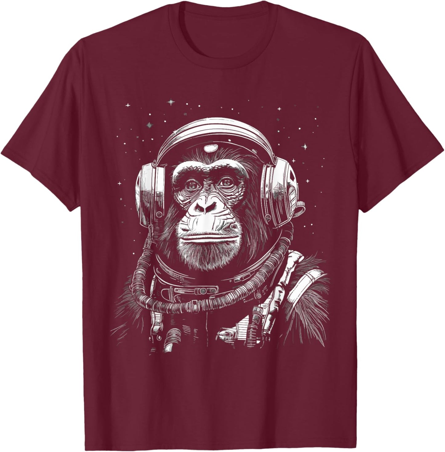 Astronaut Monkey Space Exploration T-Shirt - T-Shirt | Maroon