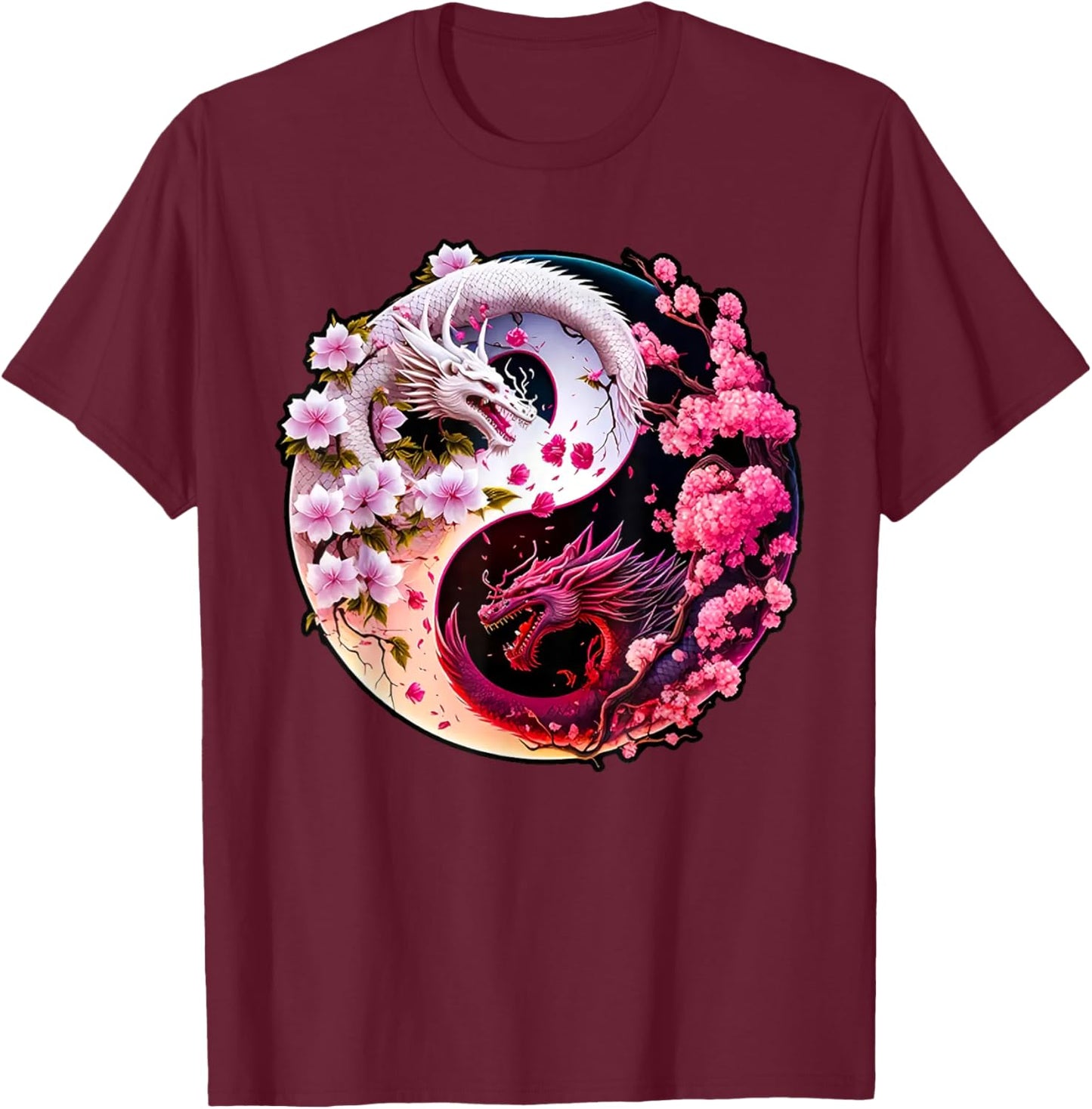 Dragon Yin Yang Chinese New Year 2024 Year Of The Dragon T-Shirt - T-Shirt | Maroon
