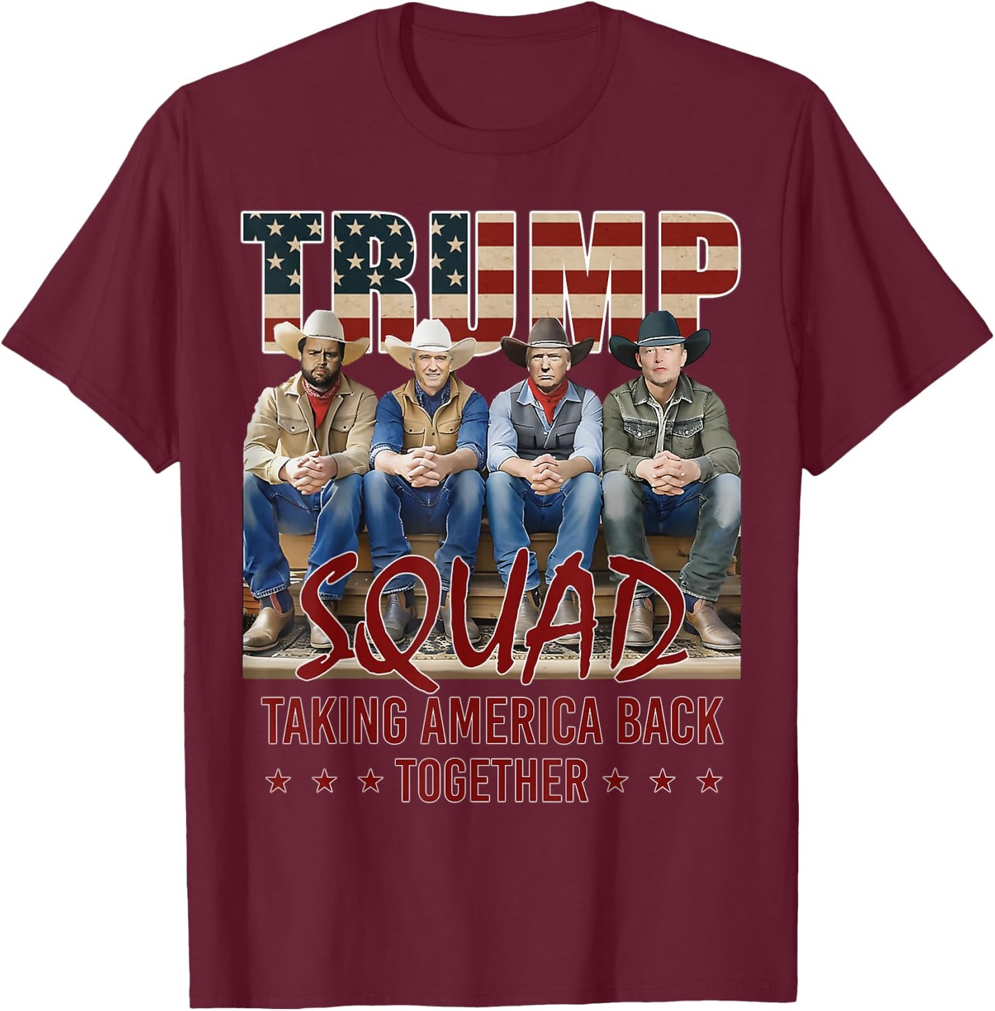 Trump Vance Kennedy Elon Squad Taking America Back Together T-Shirt - T-Shirt | Maroon