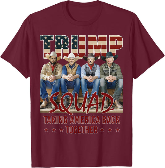Trump Vance Kennedy Elon Squad Taking America Back Together T-Shirt - T-Shirt | Maroon