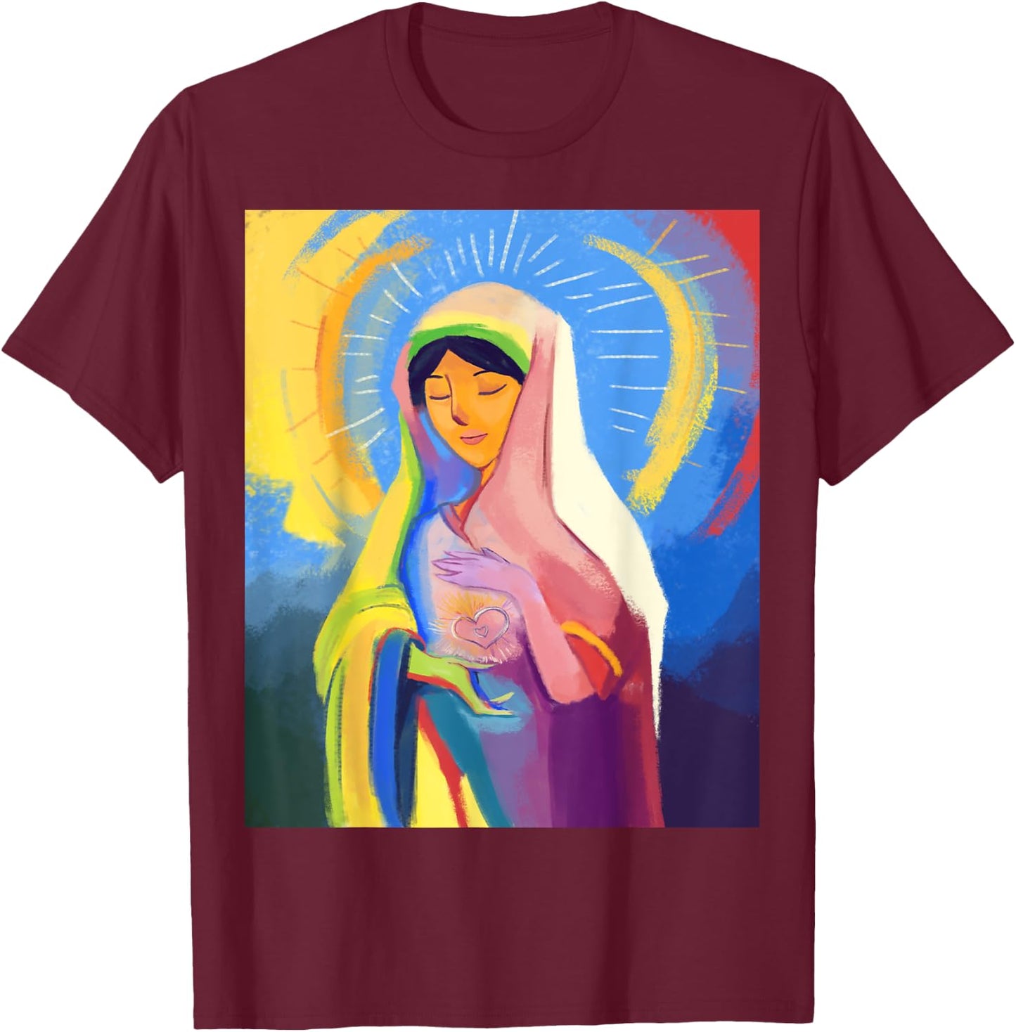 Our Blessed Mother Mary Mother Of Jesus Pro Life Catholic T-Shirt - T-Shirt | Maroon