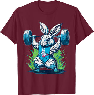 Bunny Lifting Weights Gym Rabbit Fitness Weightlifting T-Shirt - T-Shirt | Maroon