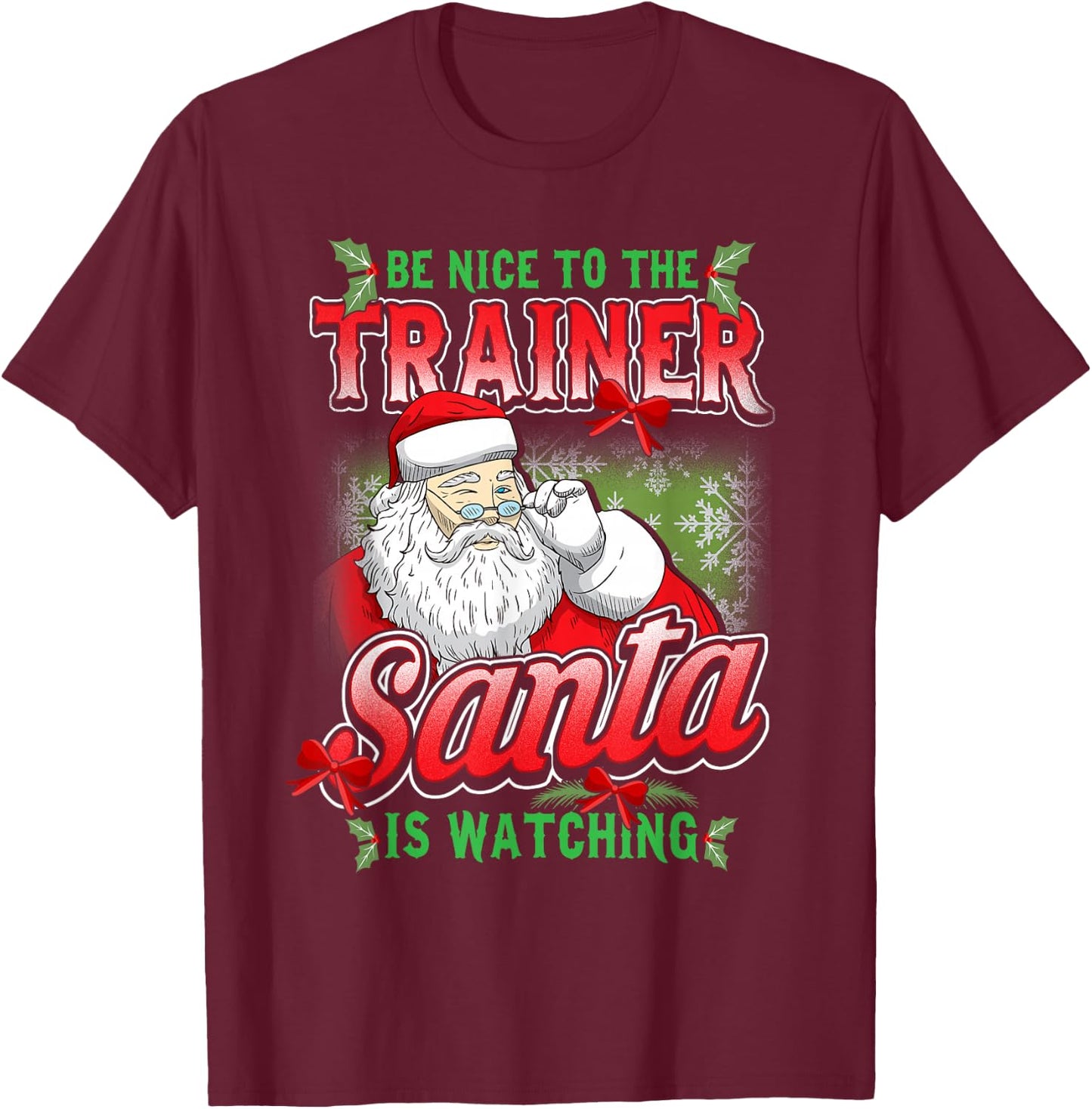 Christmas Personal Trainer Gym Workout Exercise Santa Claus T-Shirt - T-Shirt | Maroon